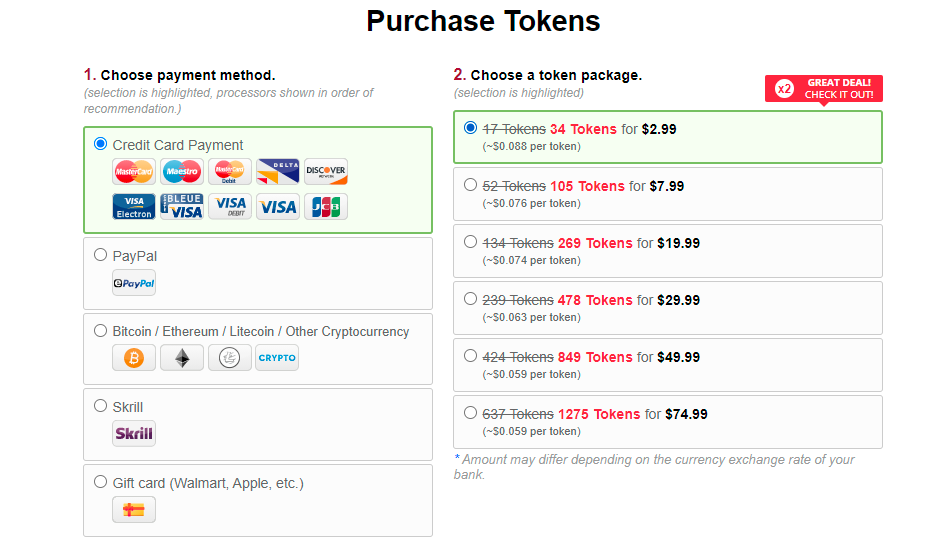 pricing on the bongaCams
